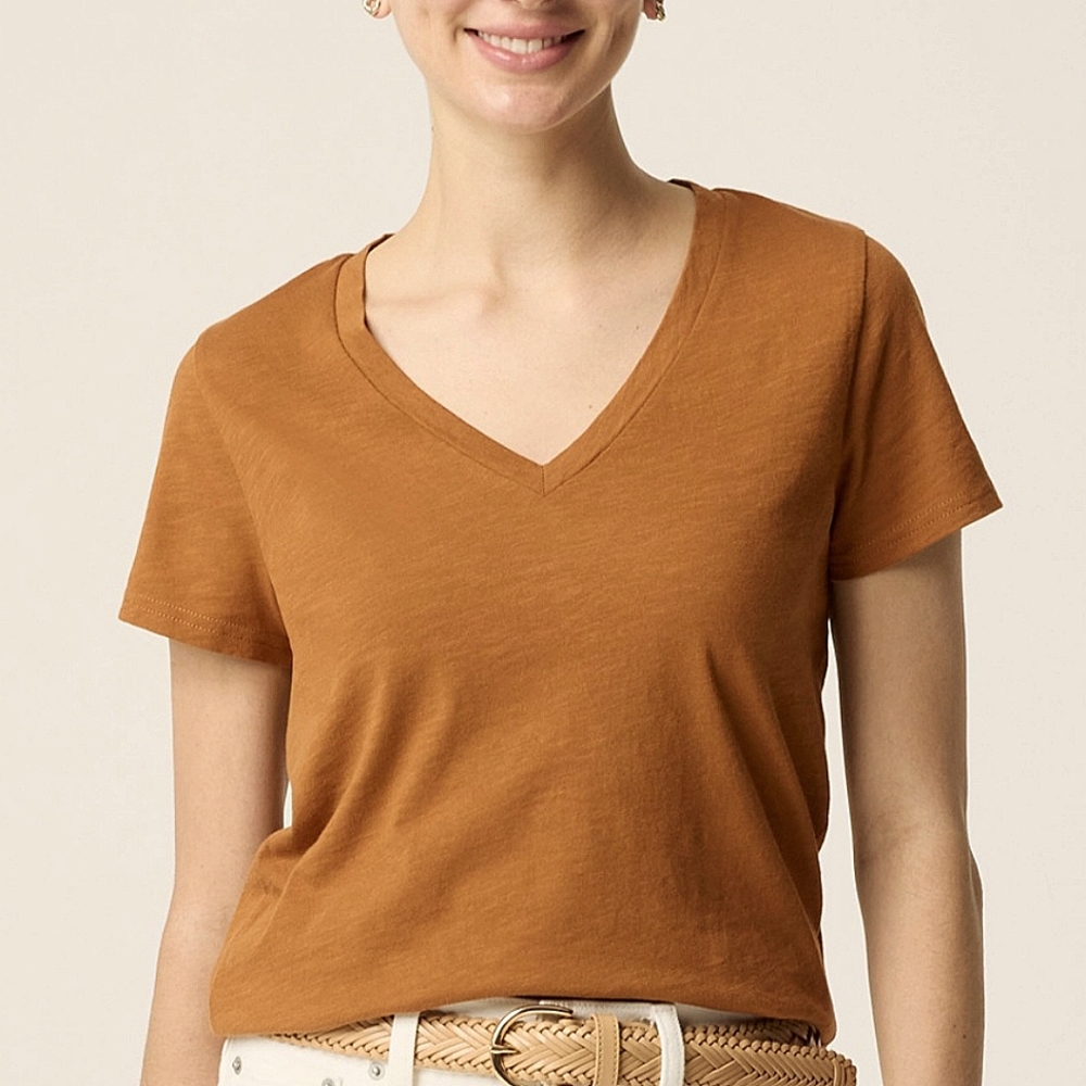 J Crew Vintage Style V Neck Tee Shirt